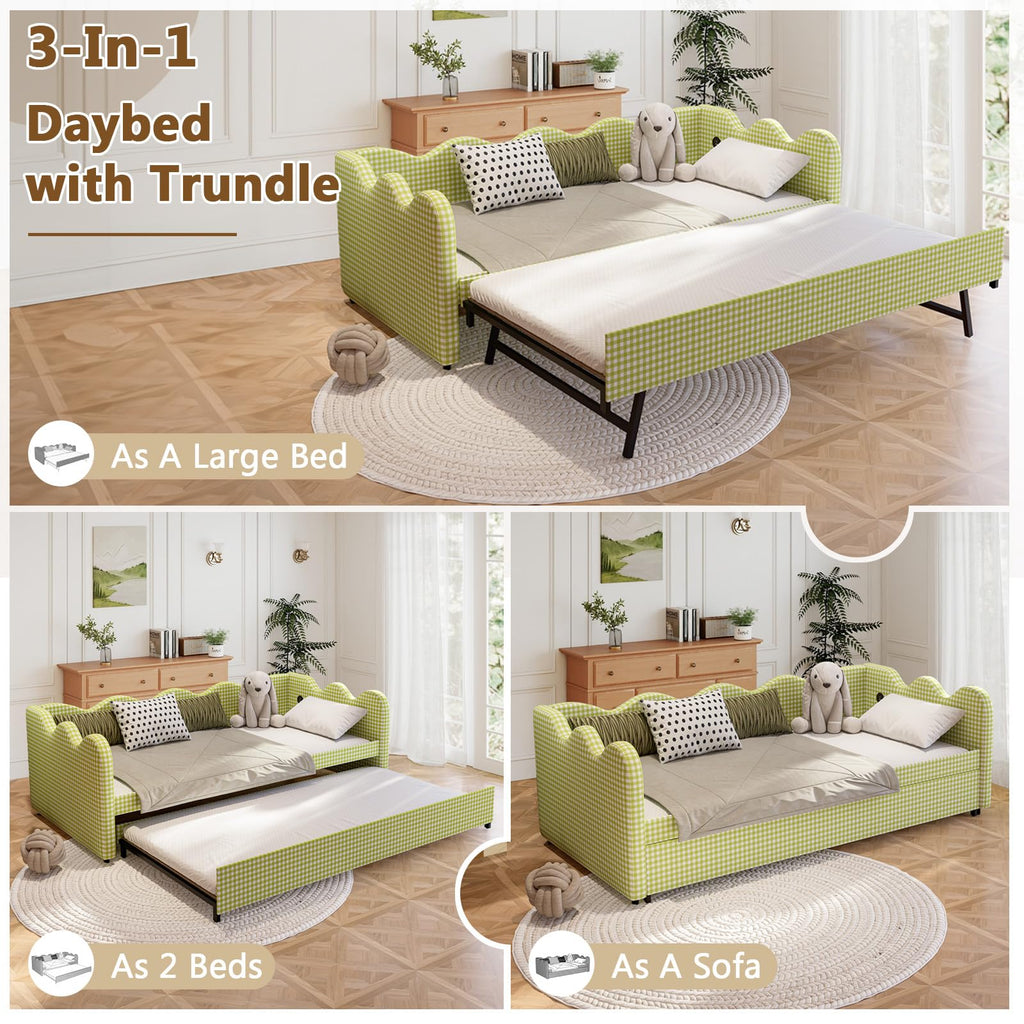 Twin Size Upholstered Daybed with Pop Up Trundle F8187
