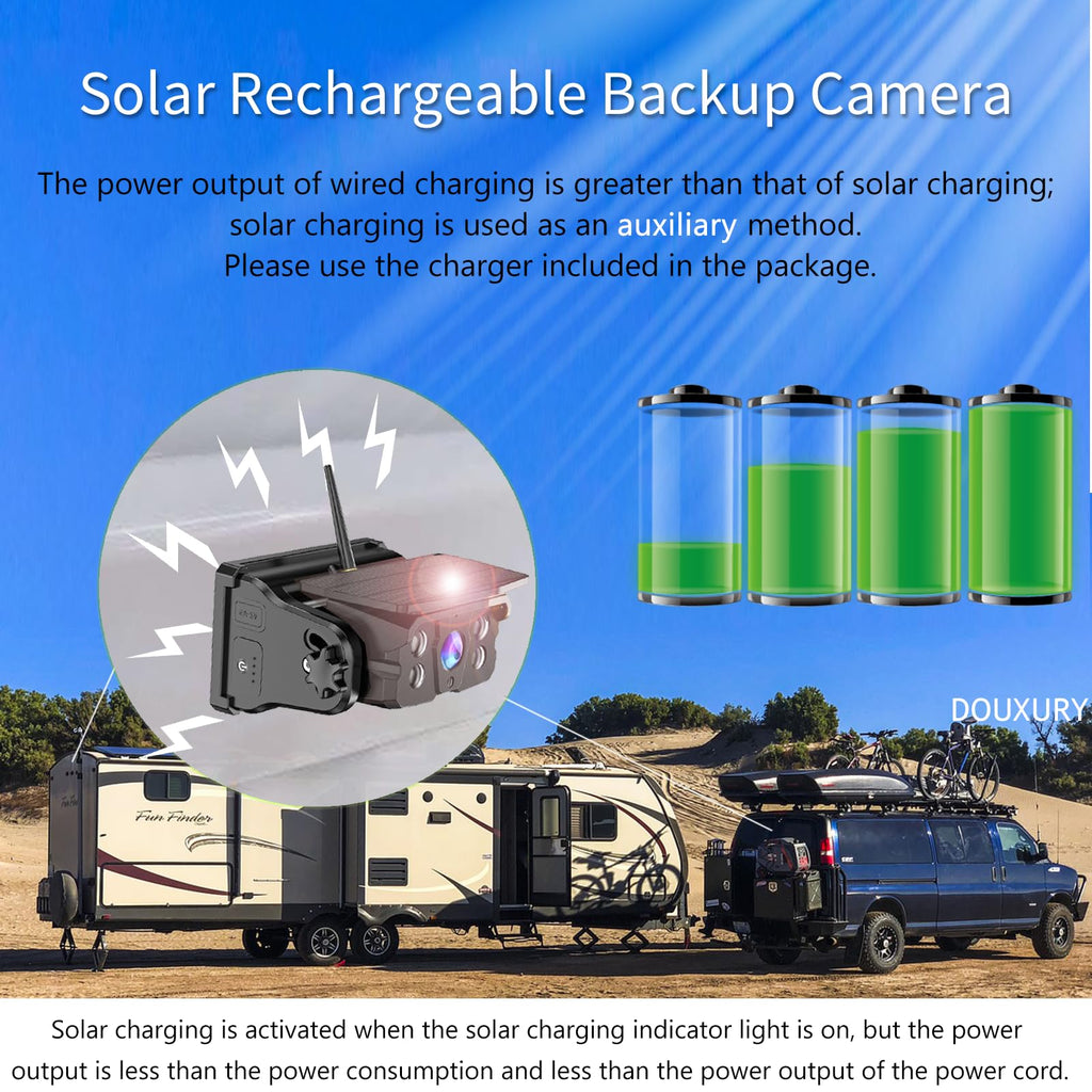 Solar Magnetic Wireless Backup Camera with 5" 1080P Monitor C177713