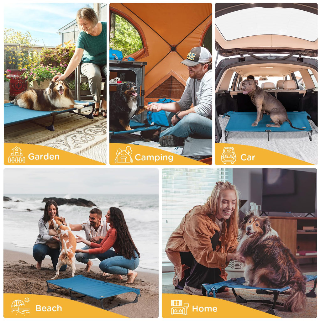 Large Elevated Dog Cot with Non-Slip Feet, Dark Blue R322