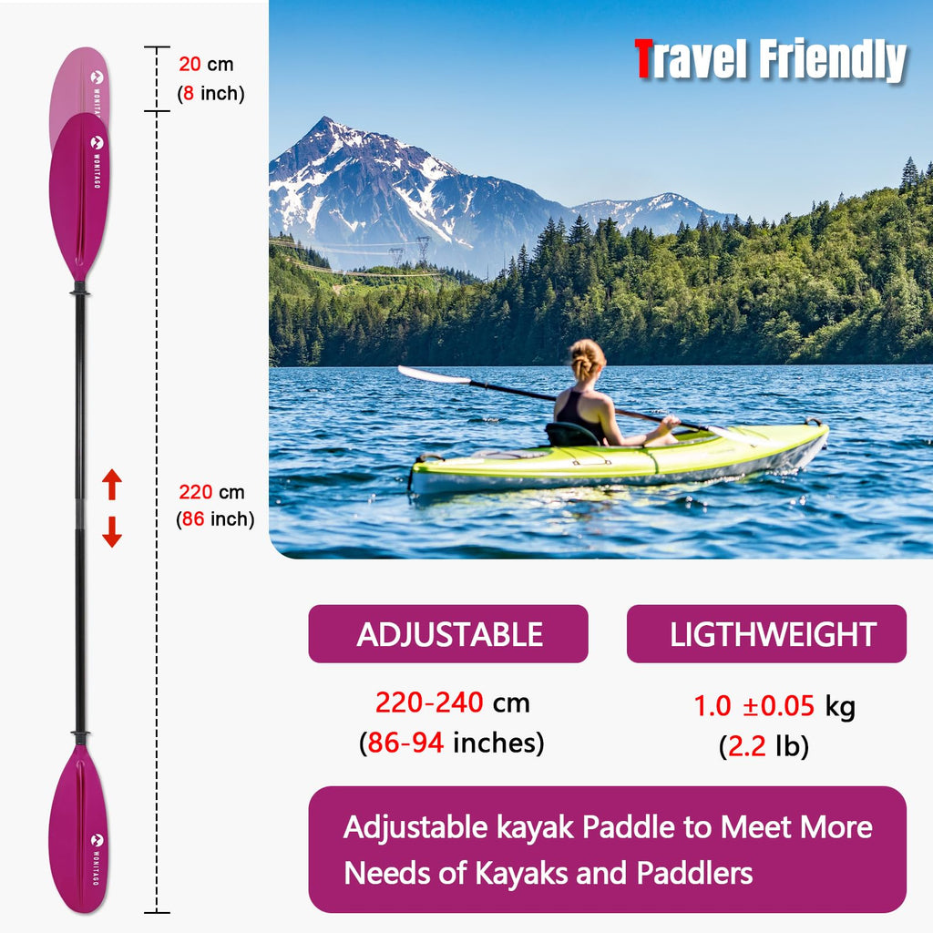 Adjustable Fiberglass Shaft PP Blade Kayak Paddle L9108