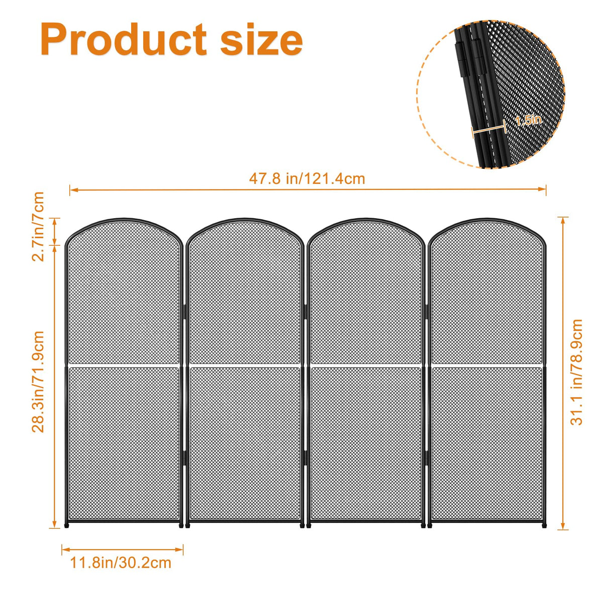 Black Foldable Fireplace Screen H1933