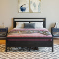 Black Full Size Bed Frame with Wood Headboard and Storage Q418524