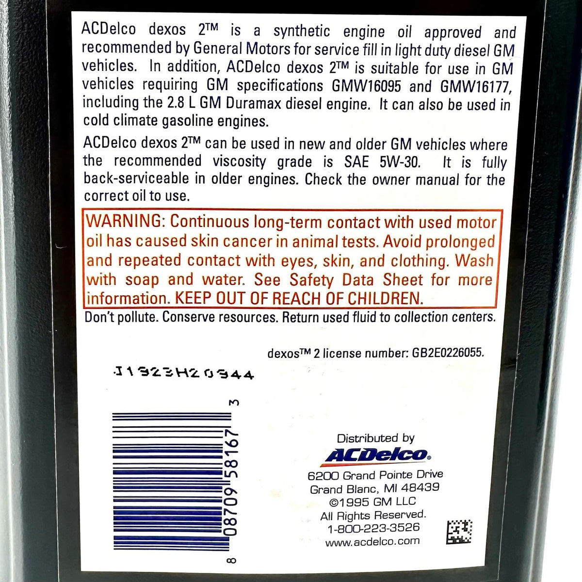 Full Synthetic 5W-30 Motor Oil Case of 12 Quarts C22339