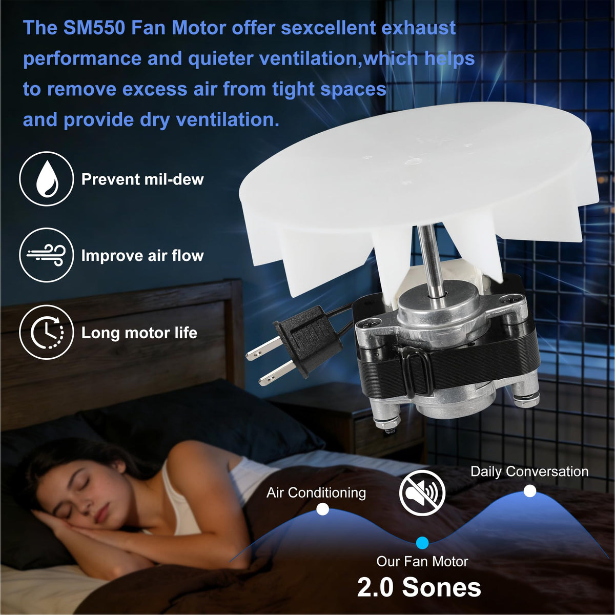 Bathroom Exhaust Fan Motor Replacement Kit 50CFM 120V Q68757