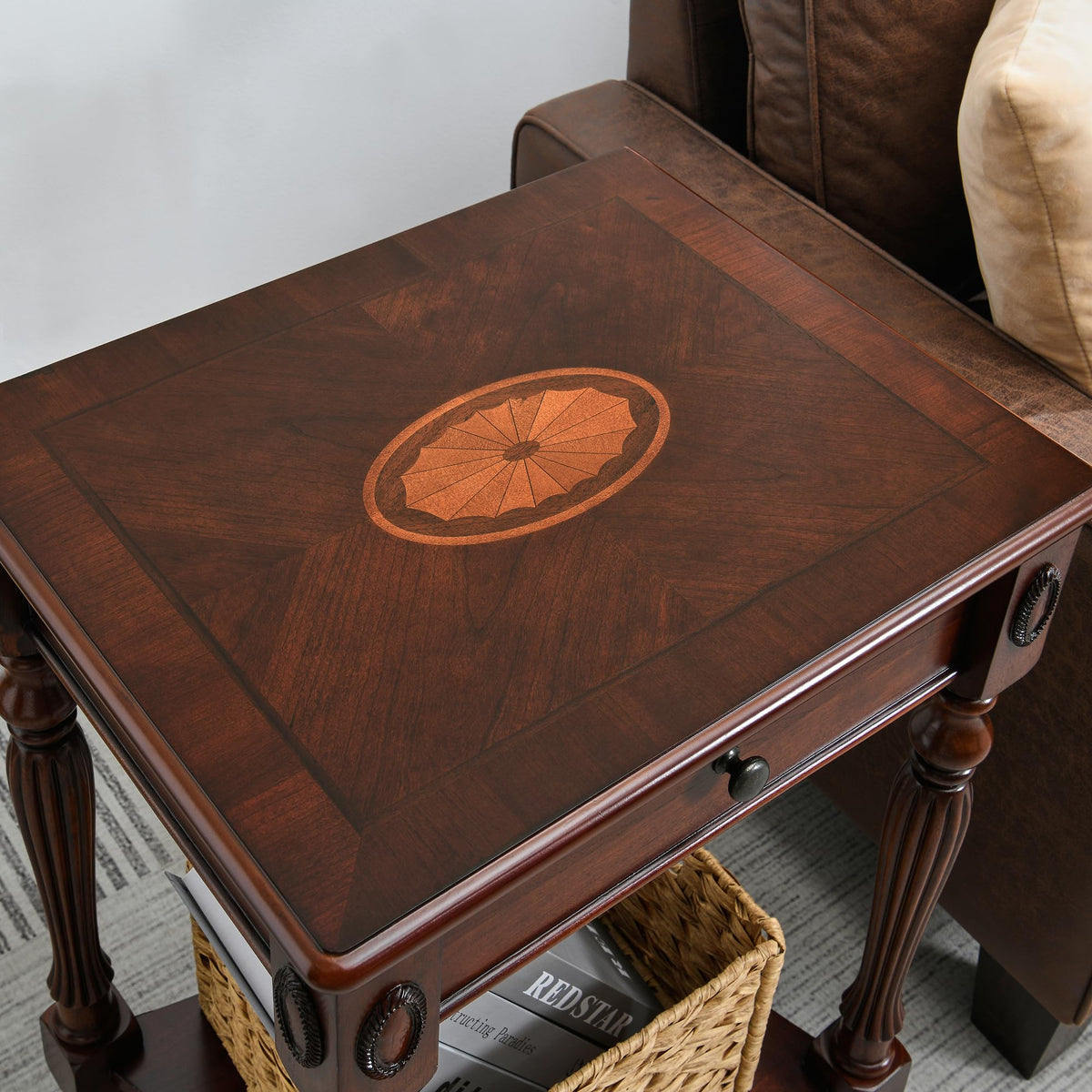Solid Wood Side Table with Drawer and Storage Shelf N171419