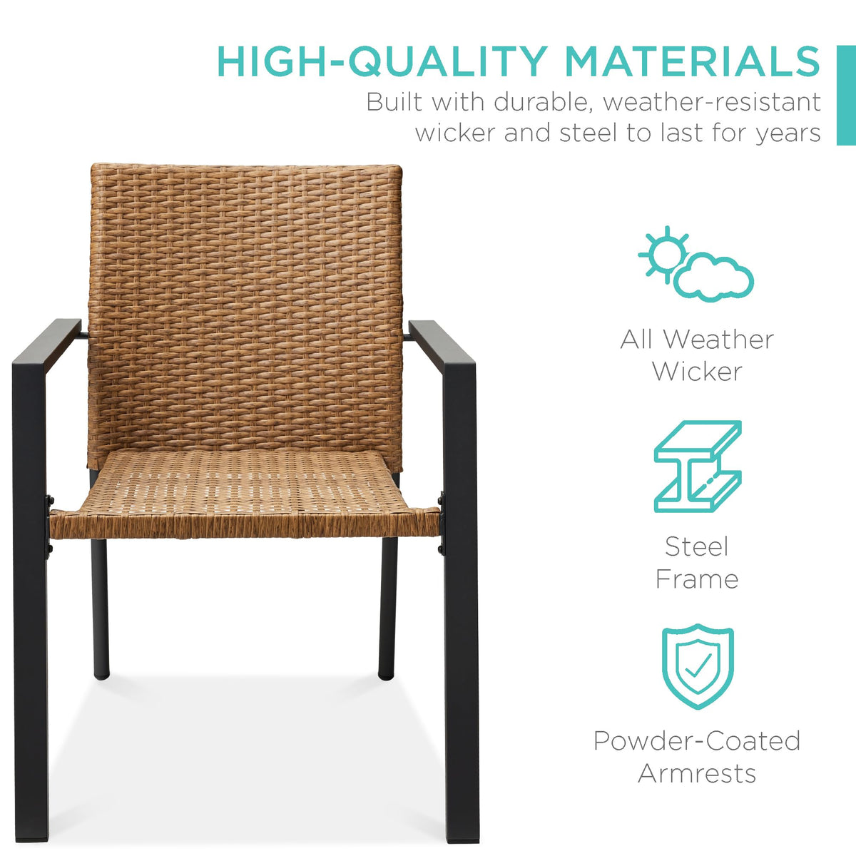 Set of 2 Stackable Outdoor Wicker Dining Chairs P80764