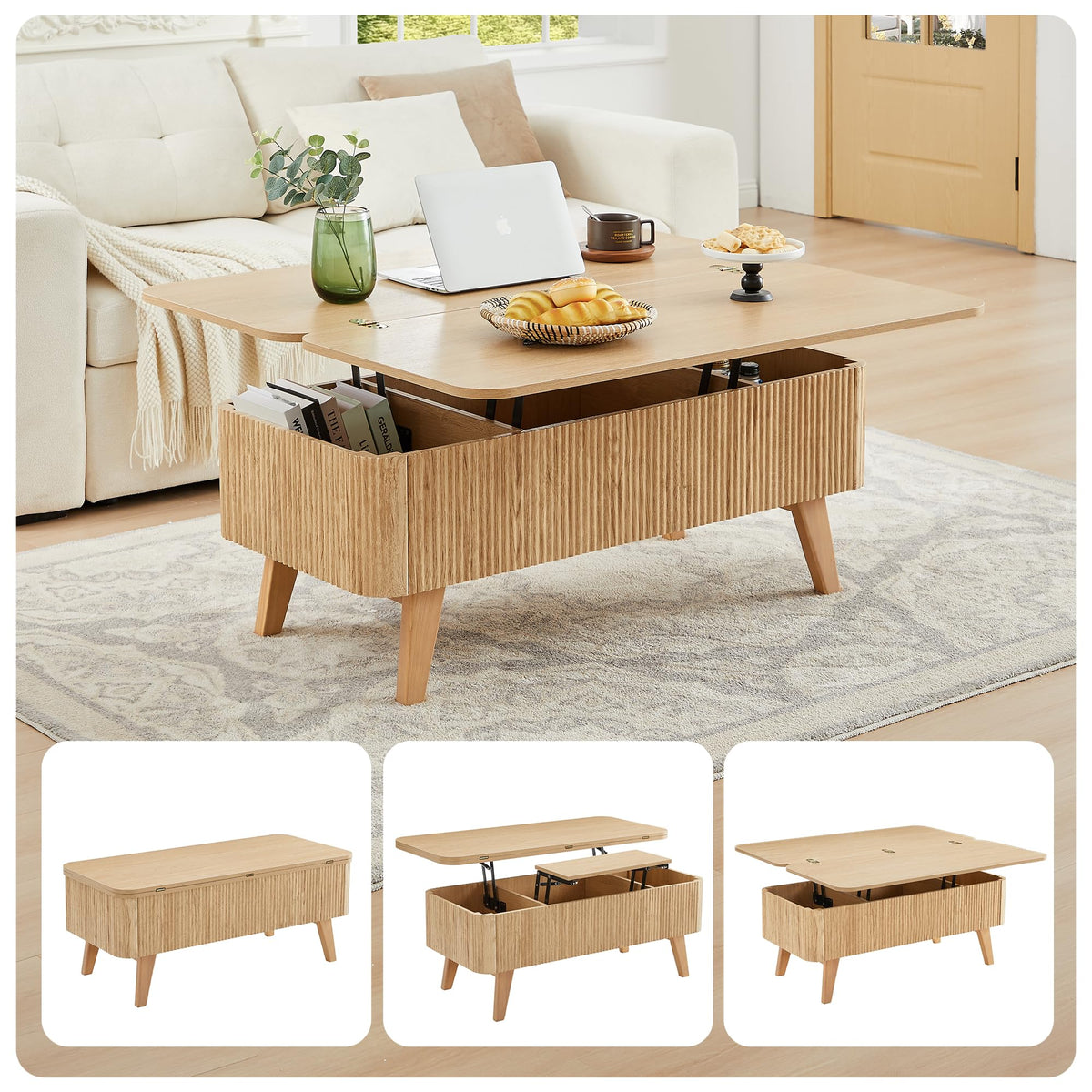 3 in 1 Lift Top Convertible Coffee Table with Storage G7326
