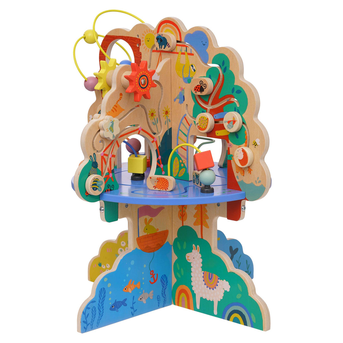 Wooden Toddler Activity Center with Bead Runs L105