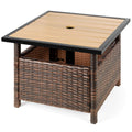Brown Wicker Square Side Table with Umbrella Hole Y766795