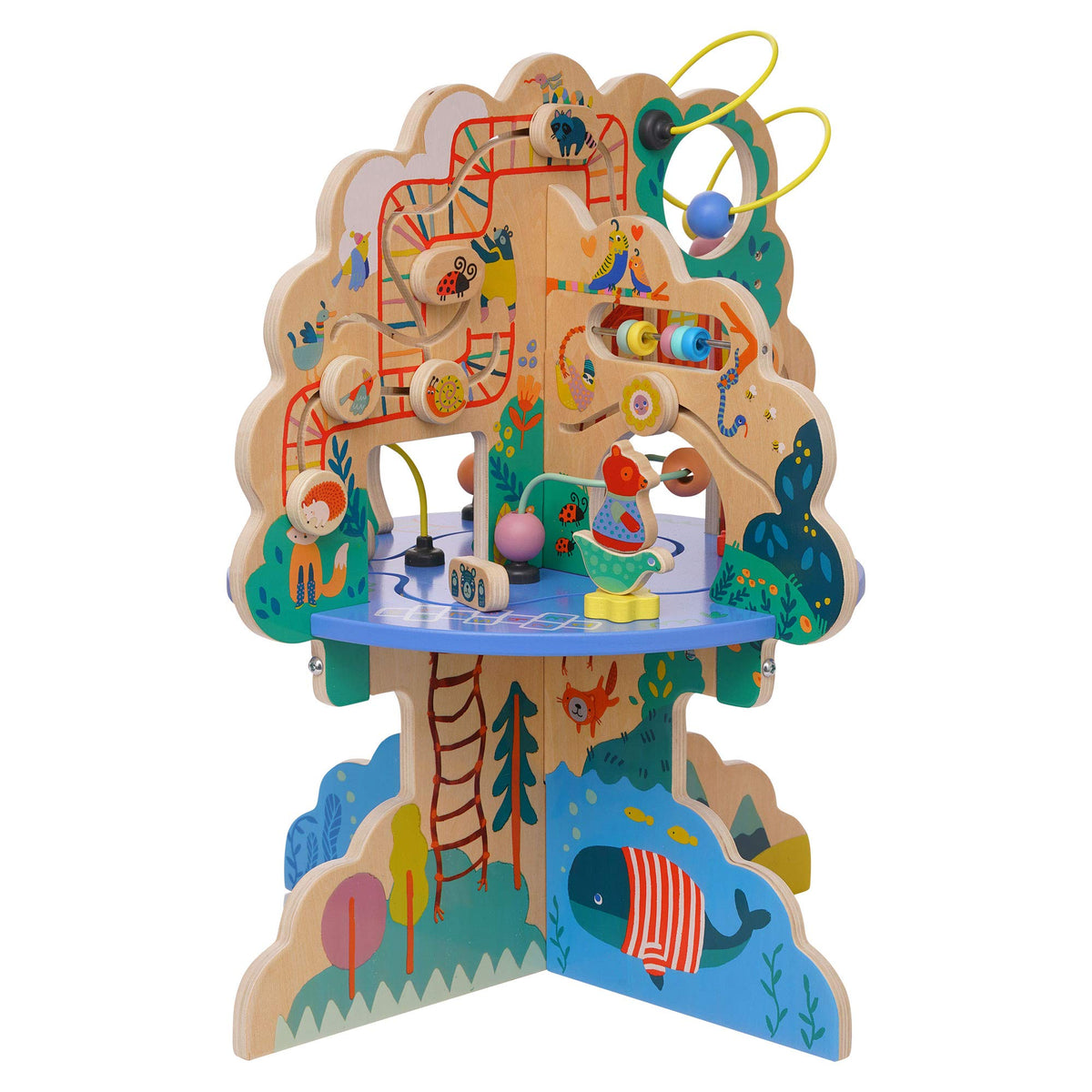Wooden Toddler Activity Center with Bead Runs L105
