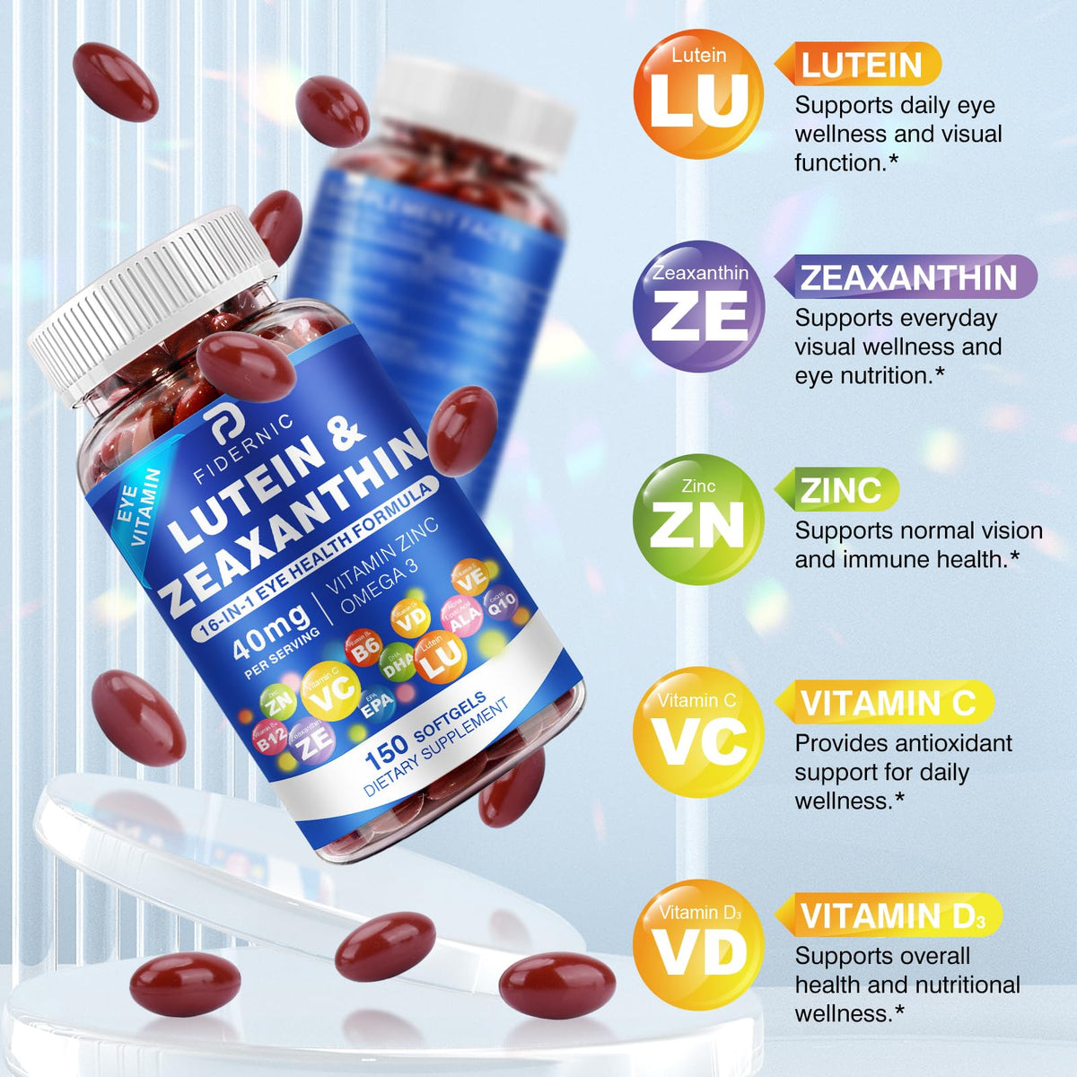 Lutein and Zeaxanthin Eye Vitamins 150 Softgels N989
