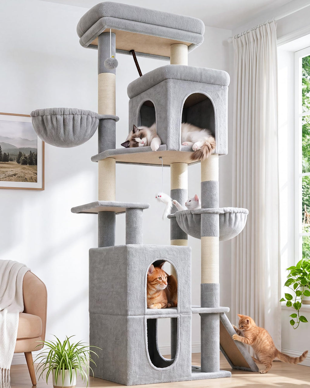 70 inch Light Grey Cat Tree Condos G76876