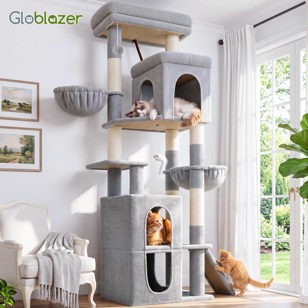70 inch Light Grey Cat Tree Condos G76876