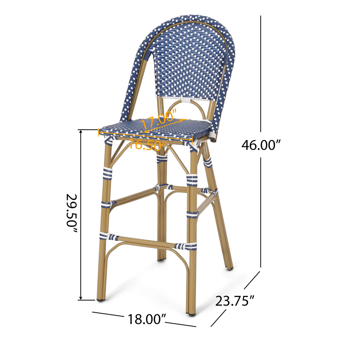 Set of 2 Teal Blue White Bar Stool with Aluminum J13743