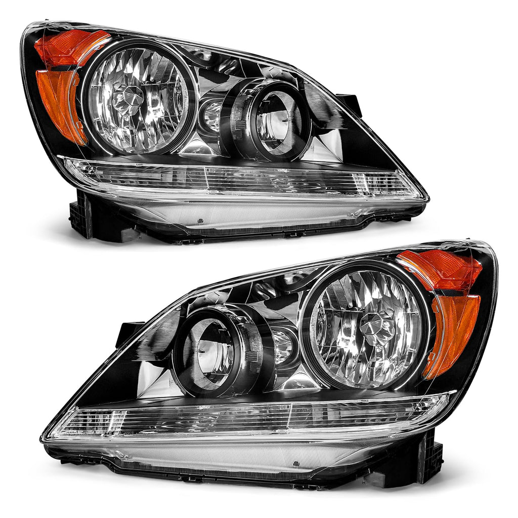 Black Housing Amber Reflector Headlight Assembly Pair M2777