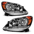 Black Housing Amber Reflector Headlight Assembly Pair M2777