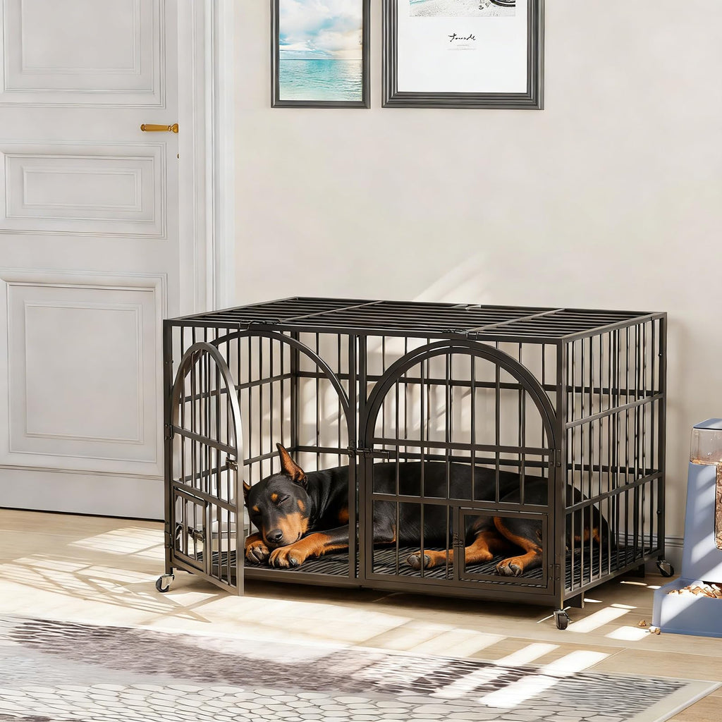 42" Heavy Duty Metal Dog Crate with Divider Q500915