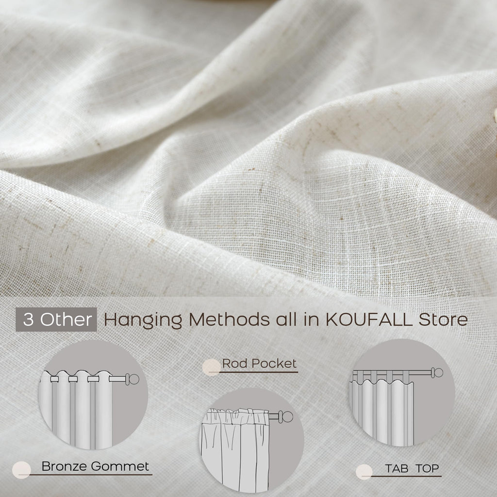72 Inch Wide Linen Sheer Curtains, 84 Inch Long, 2 Panels Set Y765327
