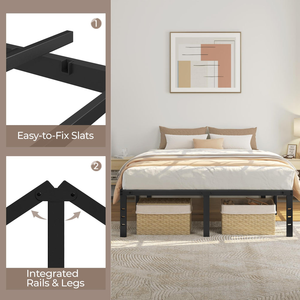 14 Inch Queen Size Black Metal Platform Bed Frame M32354