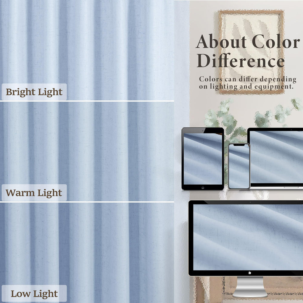 Light Blue Linen 108 Inch 2 Panel Curtain Set F103537