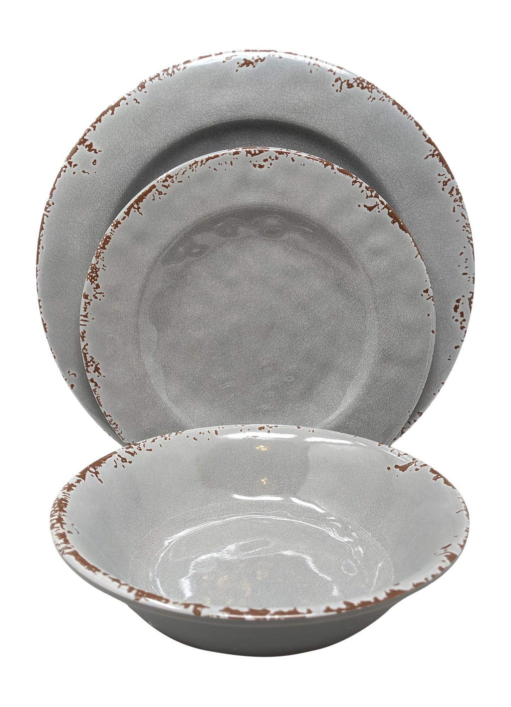 12 Piece Rustic Farmhouse Melamine Dinnerware Set R33081