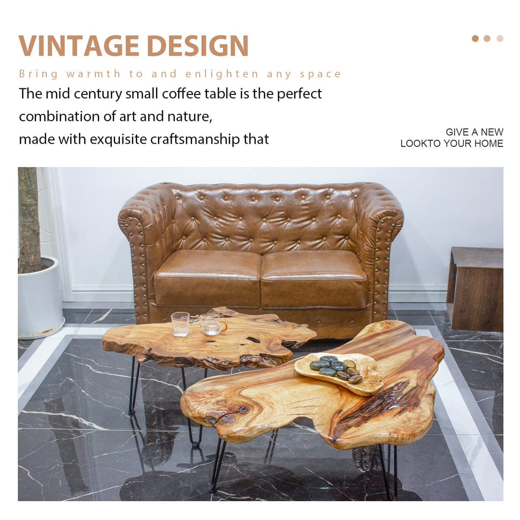 Natural Wood Coffee Table with Metal Hairpin Legs X41774