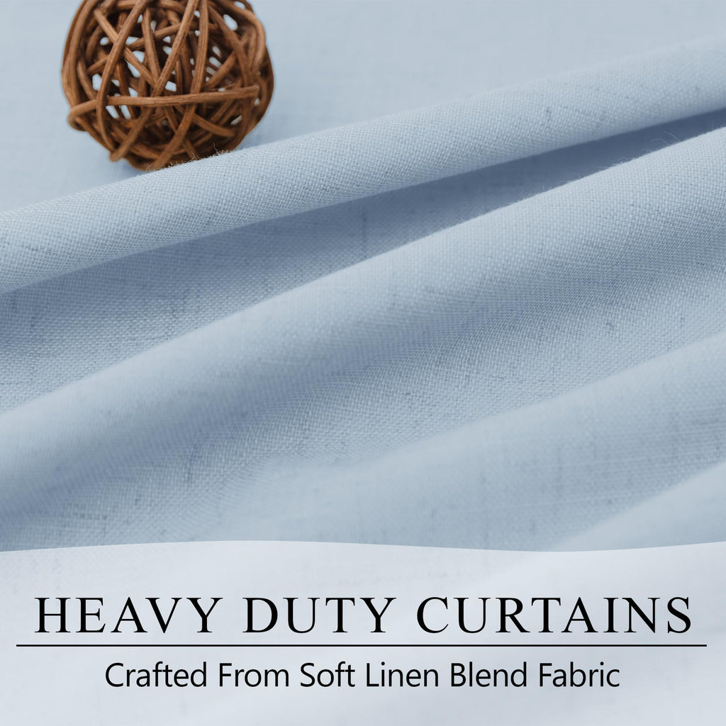 Light Blue Linen 108 Inch 2 Panel Curtain Set F103537