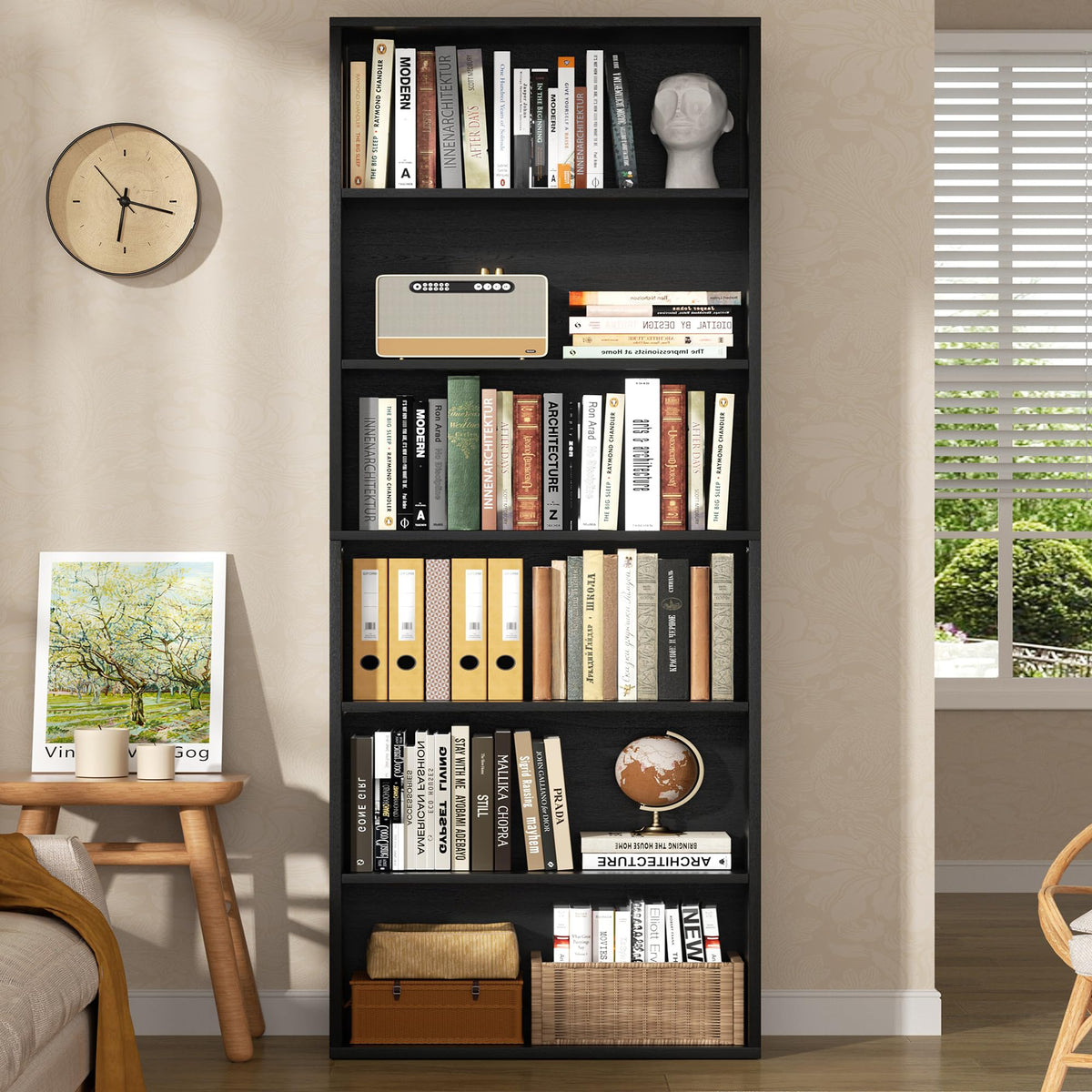 6-Tier Black Bookshelf O7805