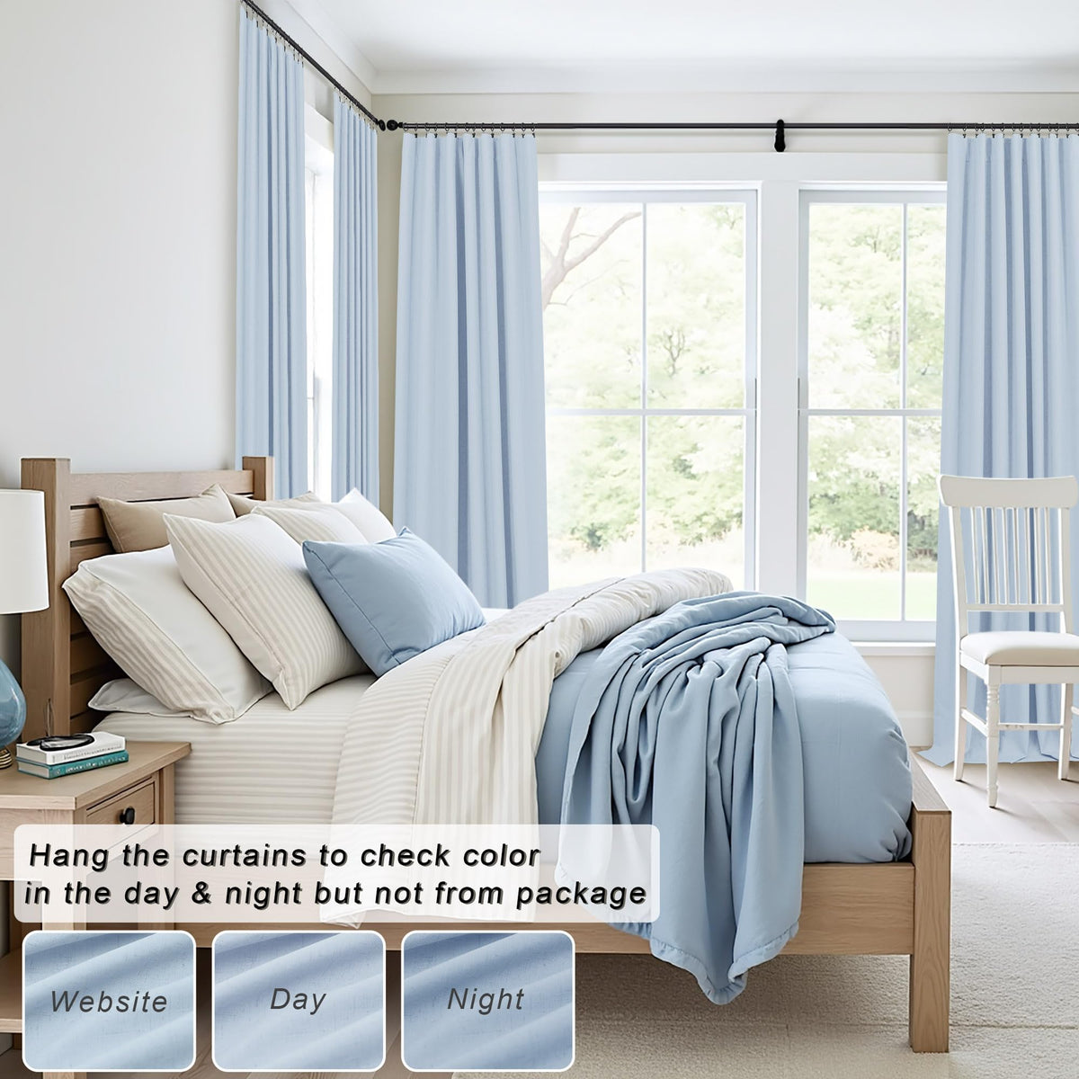Light Blue Linen 108 Inch 2 Panel Curtain Set F103537