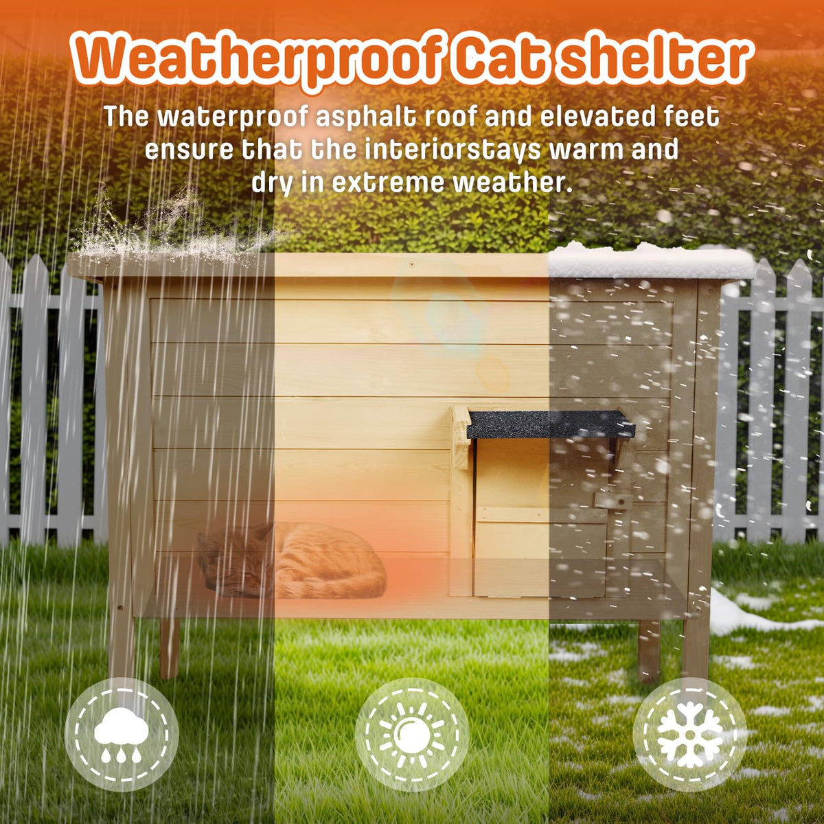 Large Insulated Weatherproof Outdoor Cat House U865088
