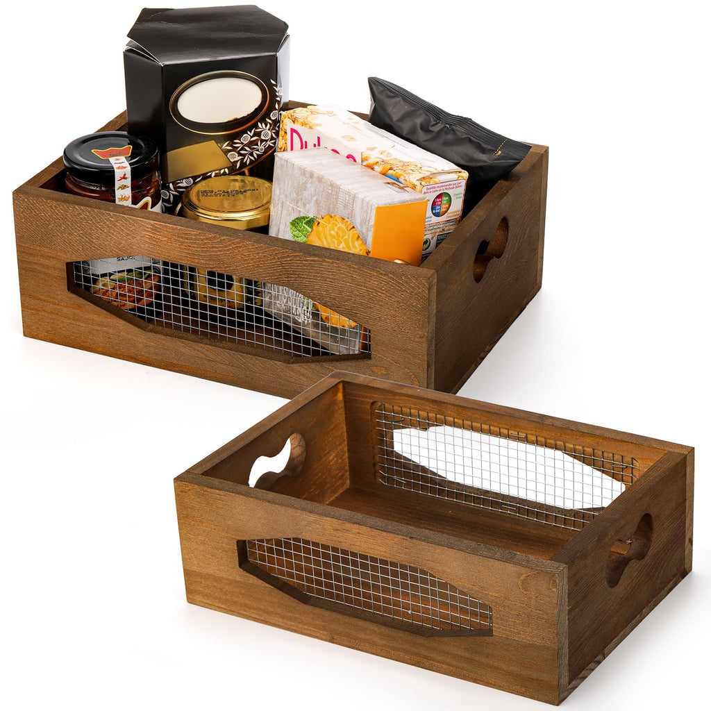 Set of 2 Wooden Nesting Countertop Baskets W72503