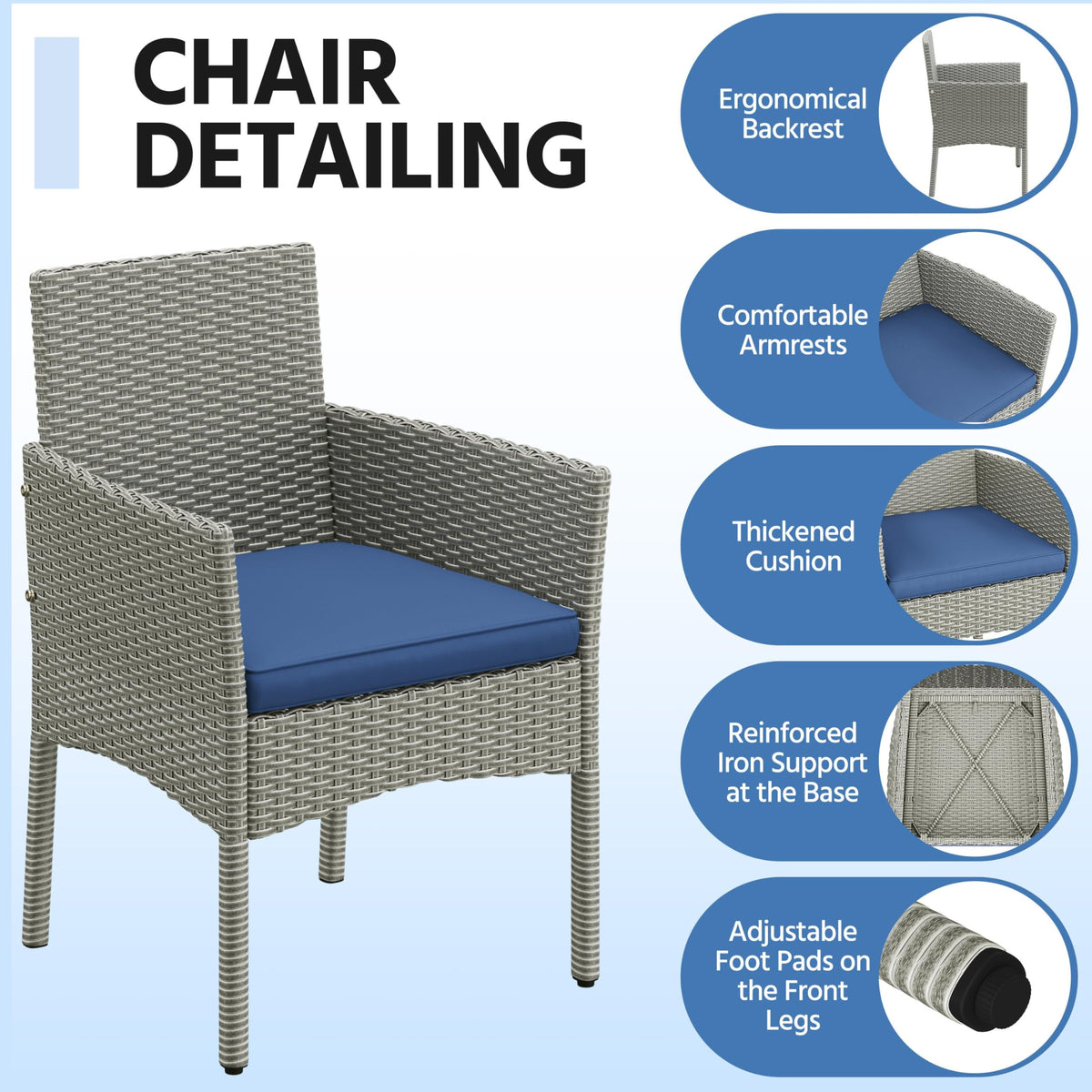 4 Pieces Rattan Wicker Patio Furniture Set with Cushion and Glass Table R14619