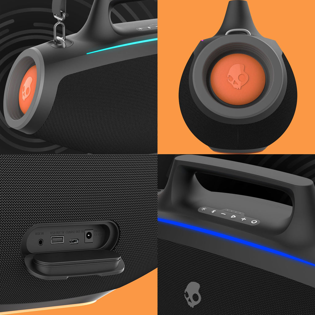 Water-Resistant Wireless Portable Bluetooth Boombox Speaker with LED Lightshow J66891