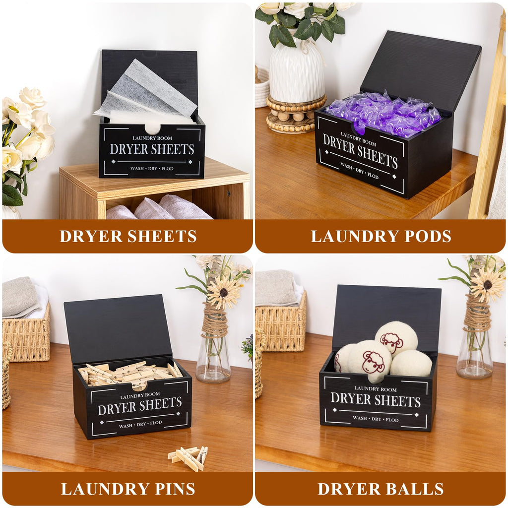 Black Dryer Sheet Holder with Lid F353404