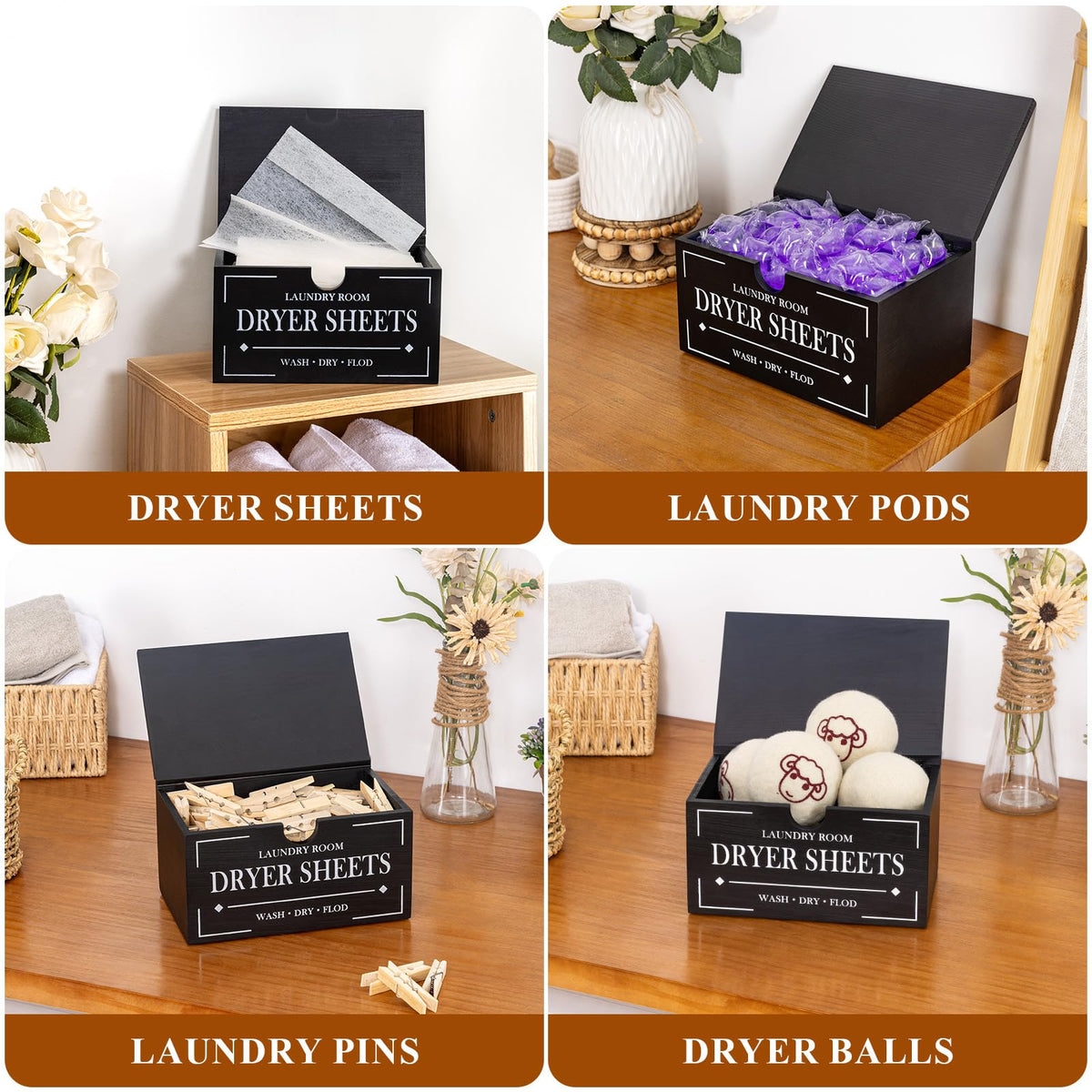 Black Dryer Sheet Holder with Lid F353404