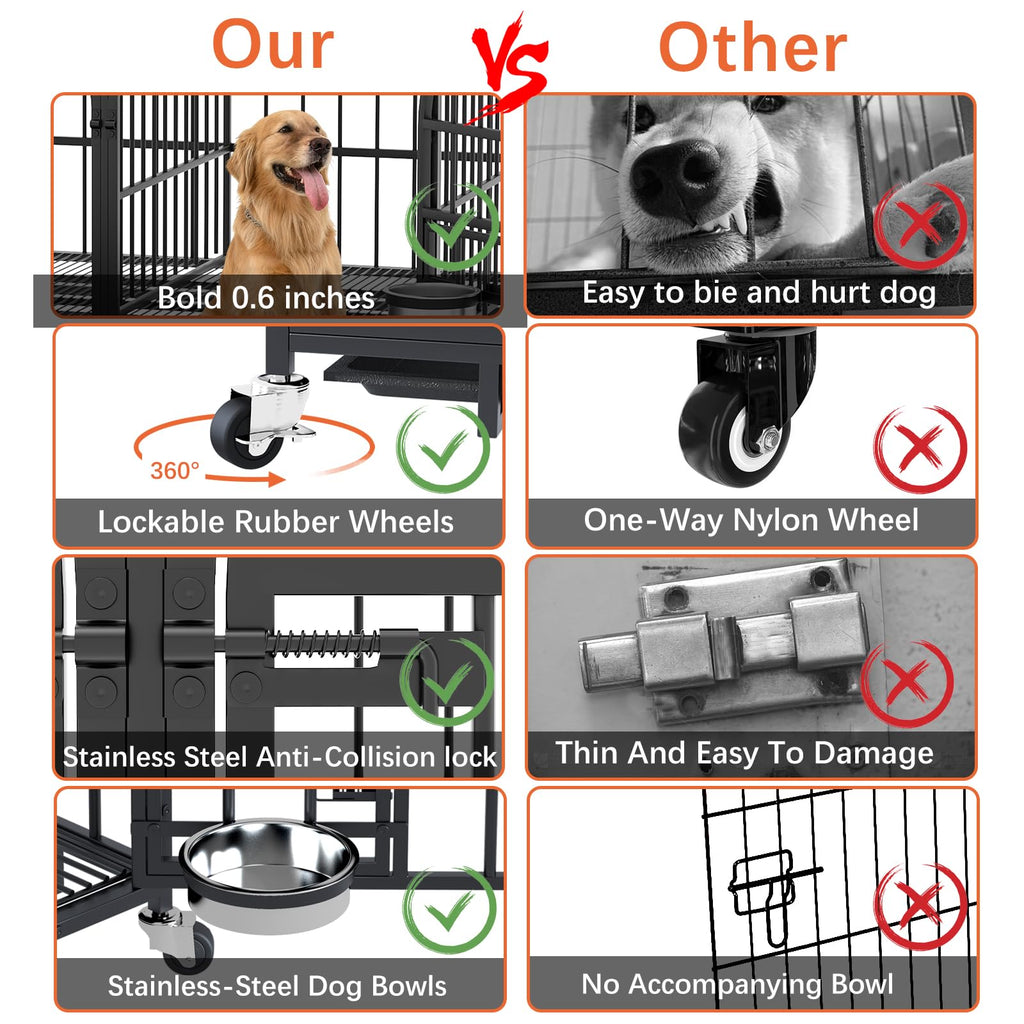 42" Heavy Duty Metal Dog Crate with Divider Q500915