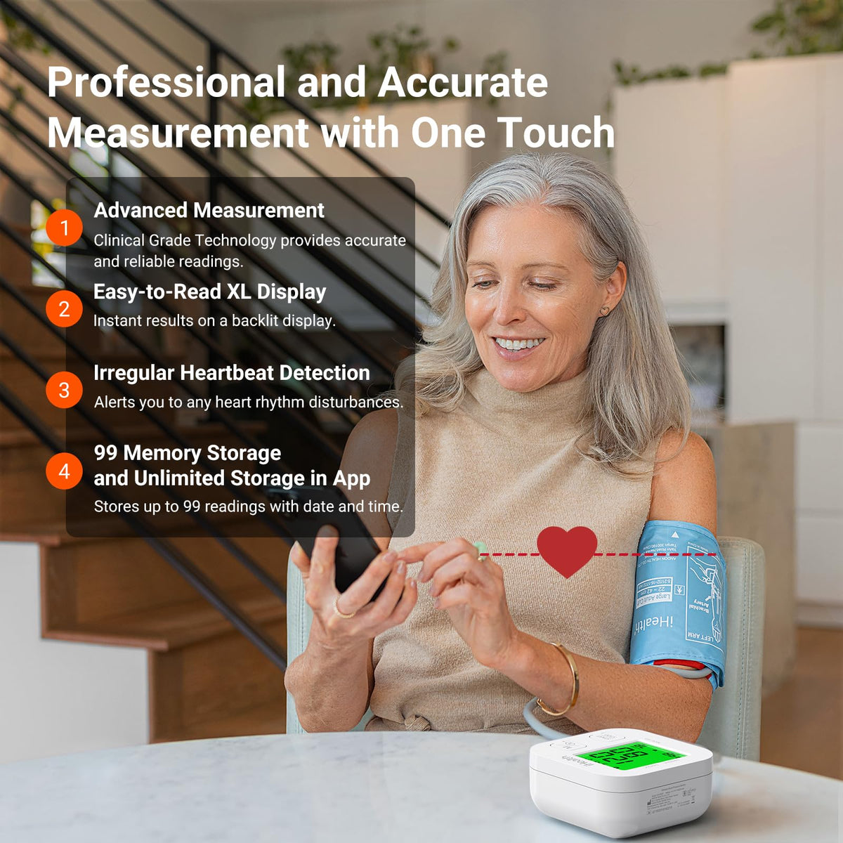 Upper Arm Blood Pressure Monitor with Wide-Range Cuff V2281