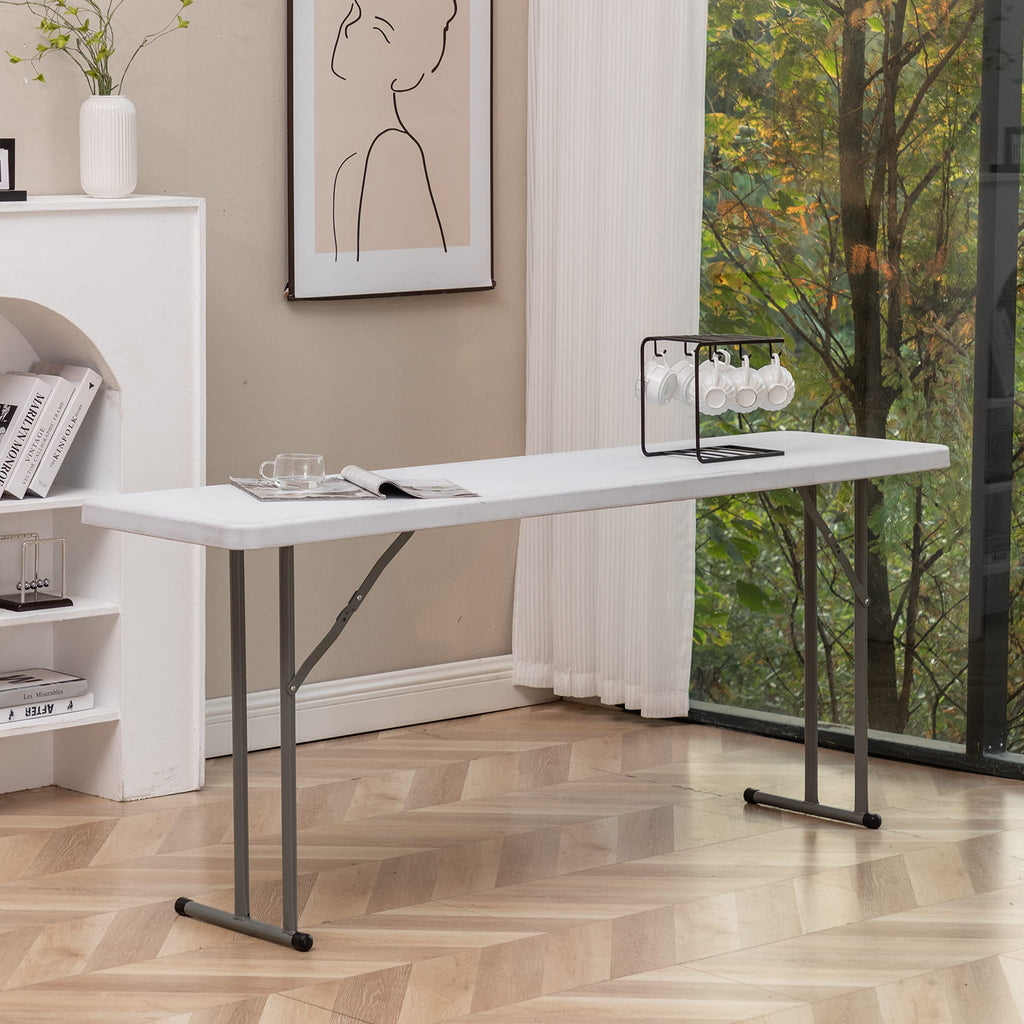 White Granite Plastic Folding Training Table Set of 2 O208