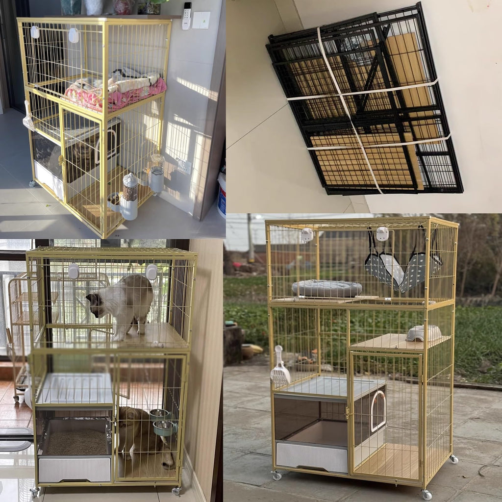Indoor Cat House with Litter Box Enclosure with Wheels B472