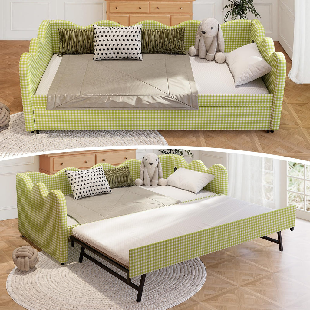 Twin Size Upholstered Daybed with Pop Up Trundle F8187