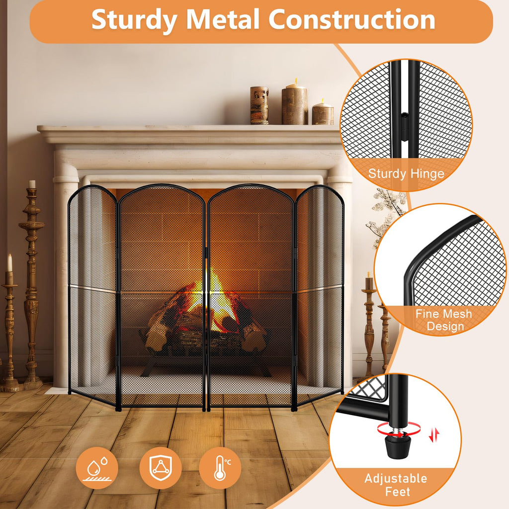 Black Foldable Fireplace Screen H1933