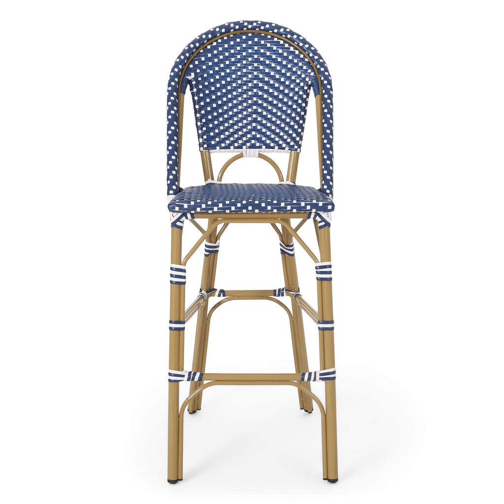 Set of 2 Teal Blue White Bar Stool with Aluminum J13743
