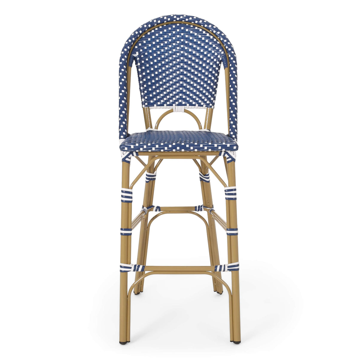 Set of 2 Teal Blue White Bar Stool with Aluminum J13743