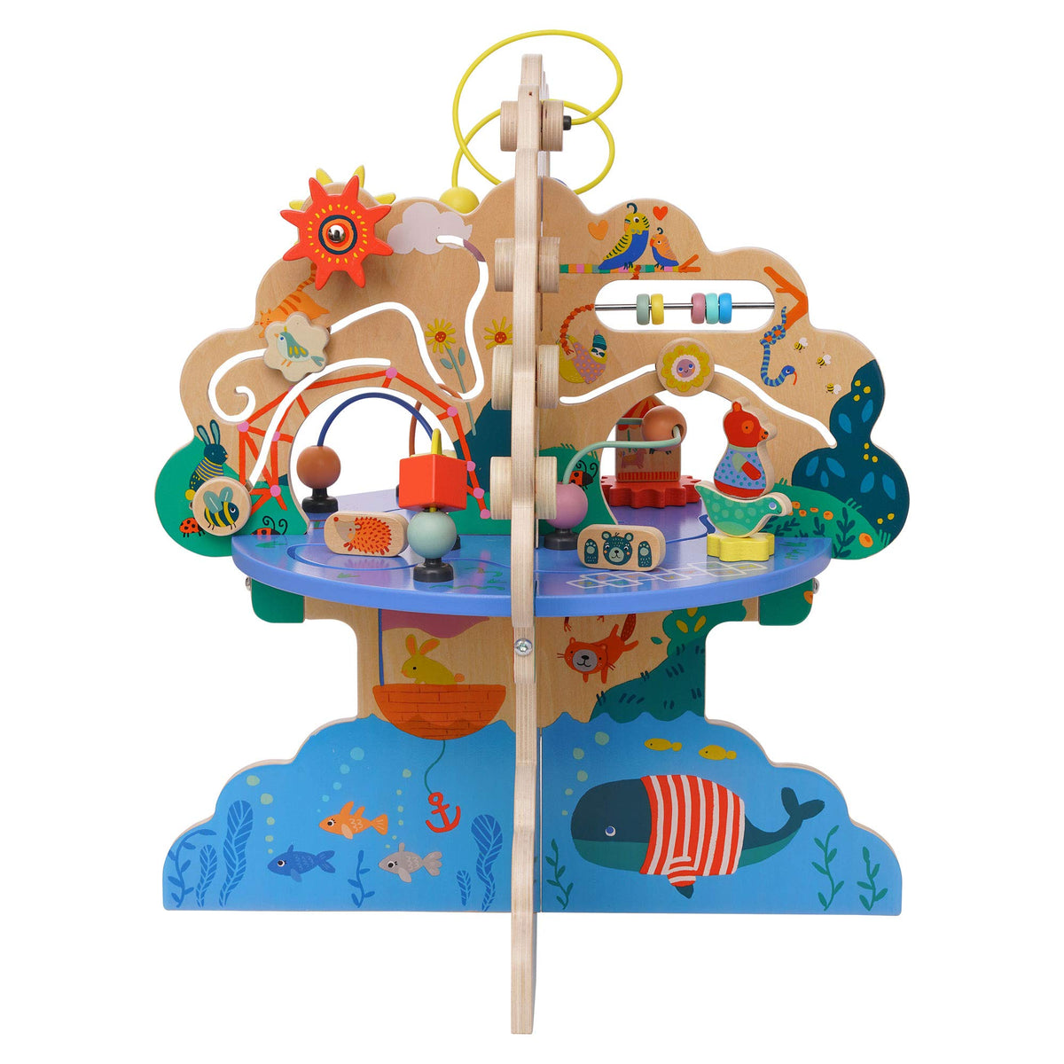 Wooden Toddler Activity Center with Bead Runs L105