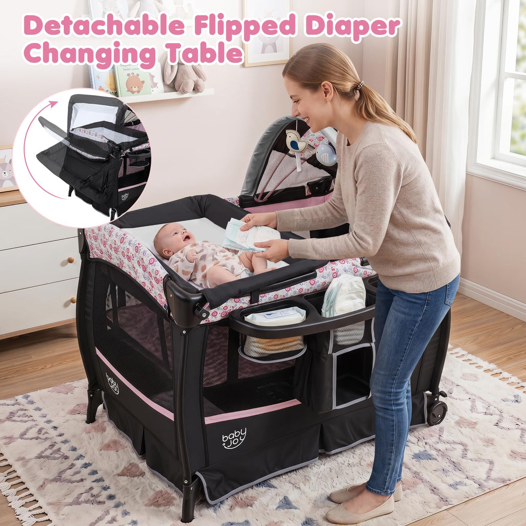 4 in 1 Pack and Play Portable Baby Playard with Bassinet J170