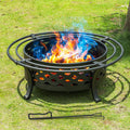 36 Inch Outdoor Fire Pit with Spark Screen Black E13474