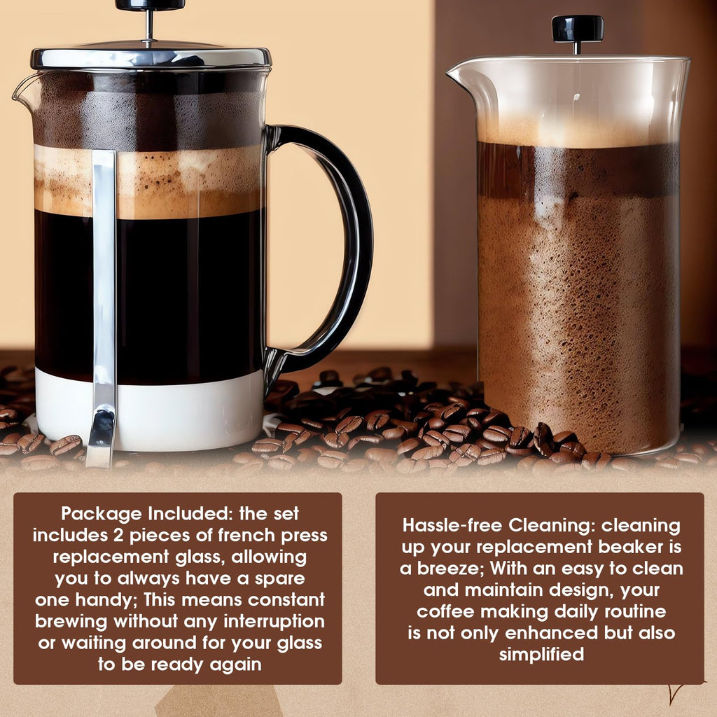 2 Pcs Borosilicate Glass French Press Replacement, 34 oz D43187