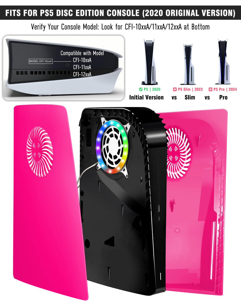 Nova Pink Vented Faceplate for PS5 Disc Edition E506