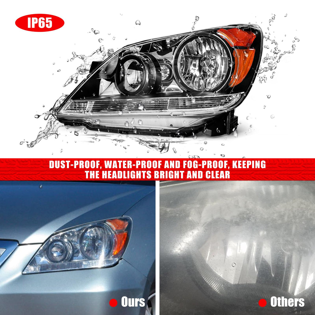 Black Housing Amber Reflector Headlight Assembly Pair M2777