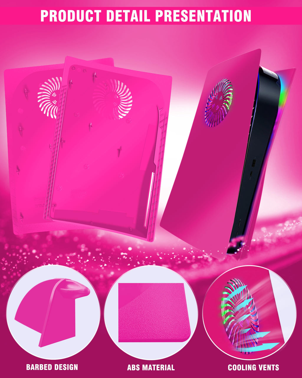 Nova Pink Vented Faceplate for PS5 Disc Edition E506